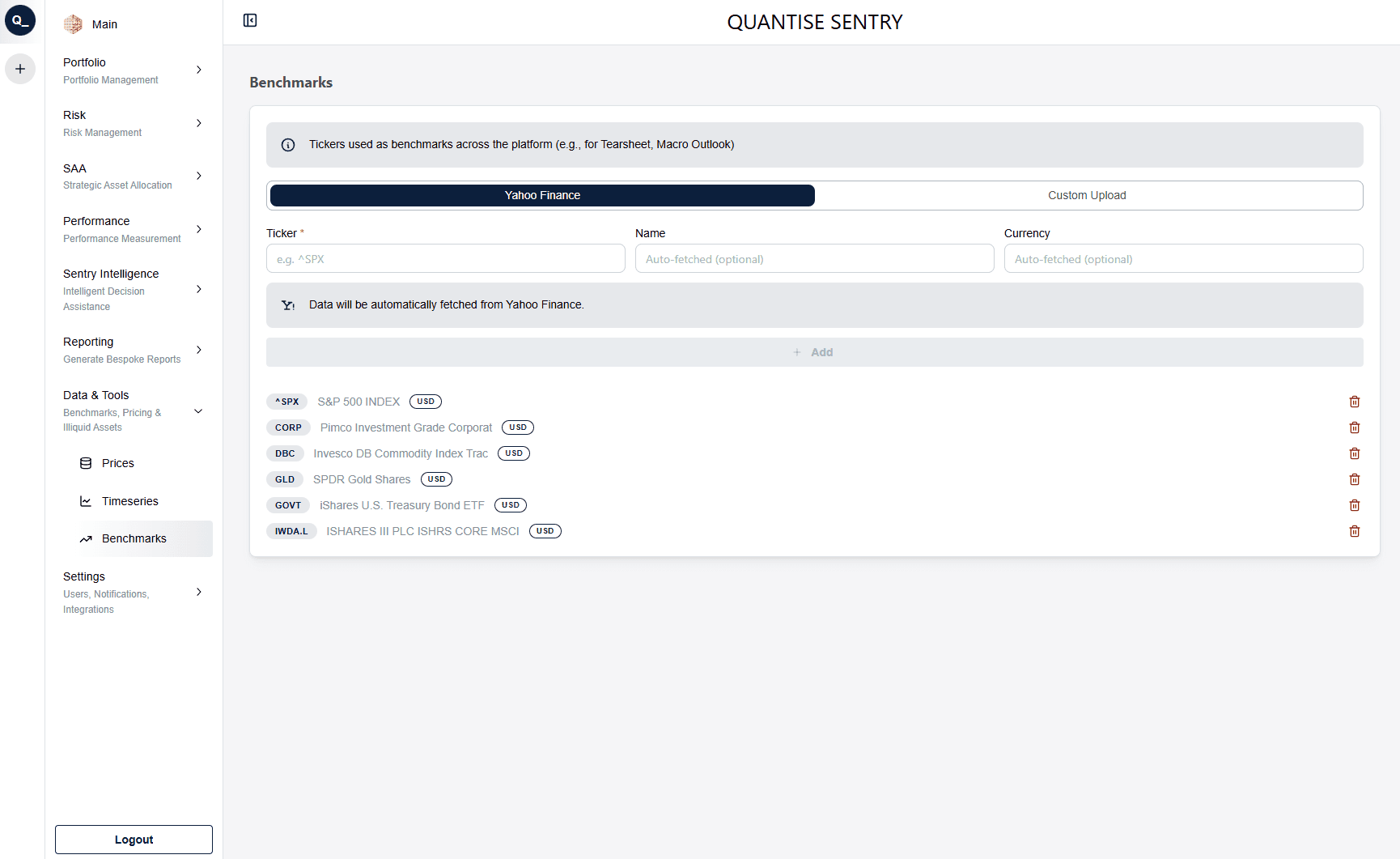 Data Explorer and Benchmark Management