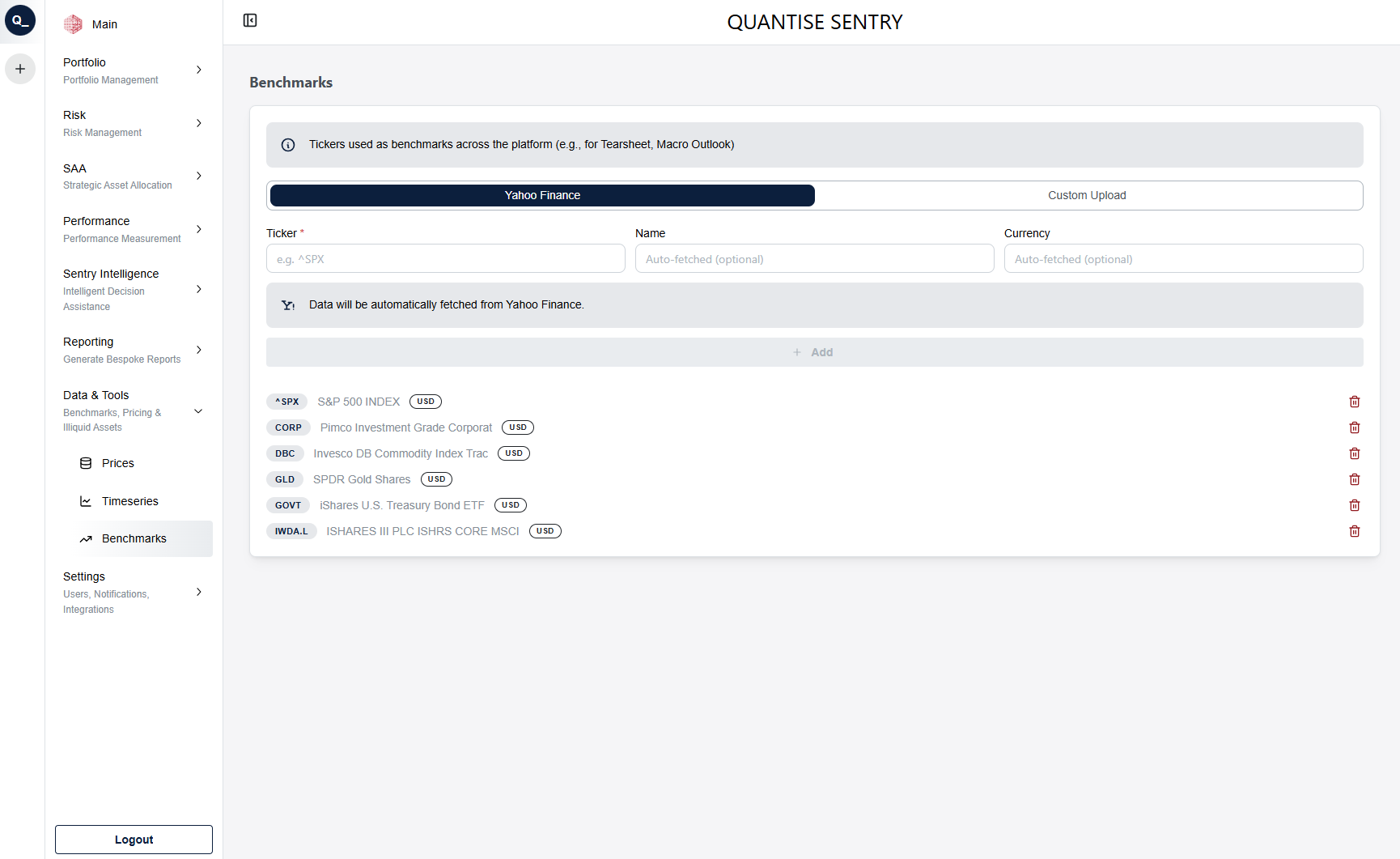 Data Explorer and Benchmark Management